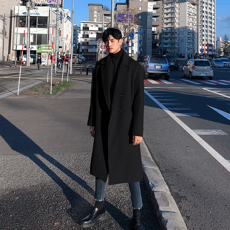 Пальто FOJAGANTO мужское шерстяное модное Смешанное пальто в Корейском стиле