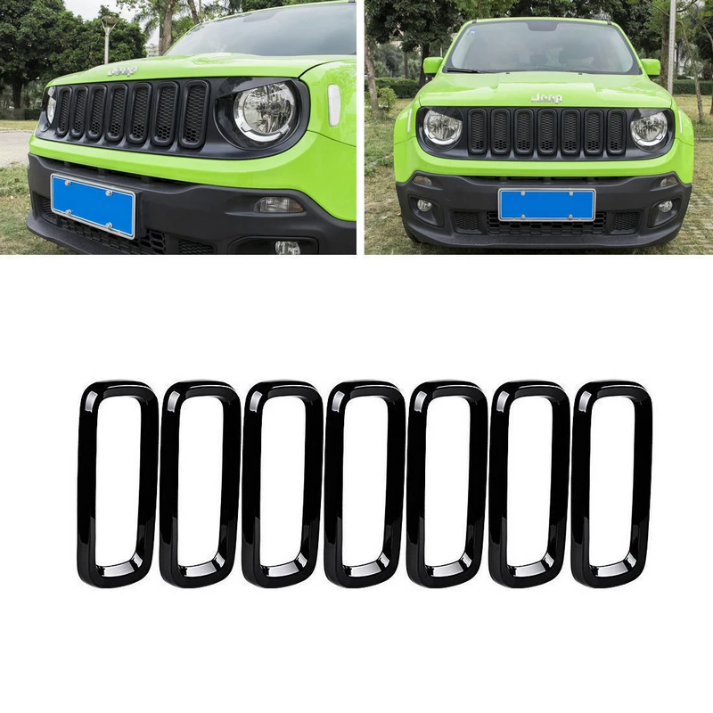 7 шт./компл. передняя решетка гриля вставка крышка отделка рамы для Jeep Renegade 2015