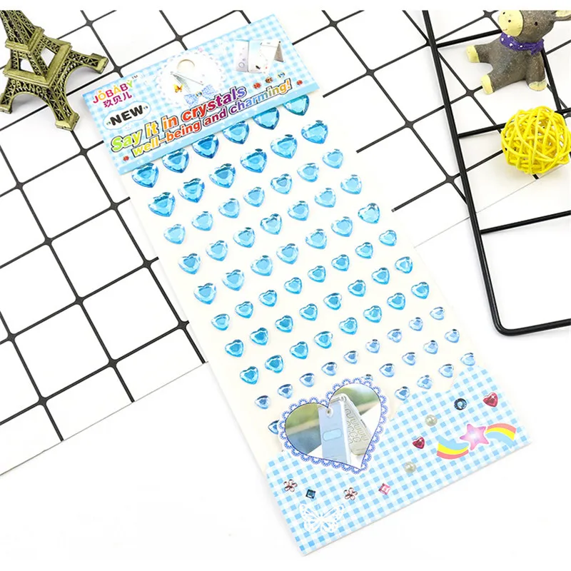 Акриловые наклейки с кристаллами для влюбленных разных размеров со стразами