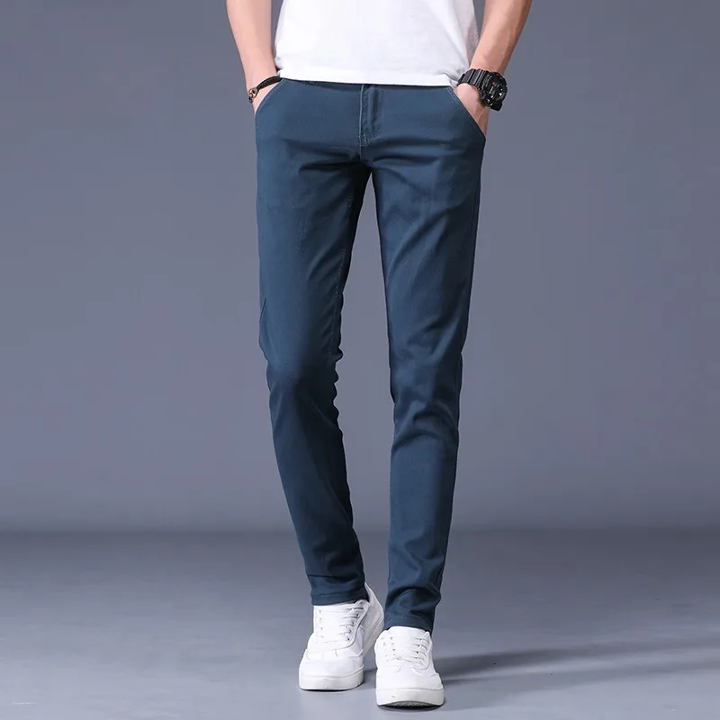 Брюки мужские однотонные из бутика дышащие Стрейчевые хлопковые облегающие