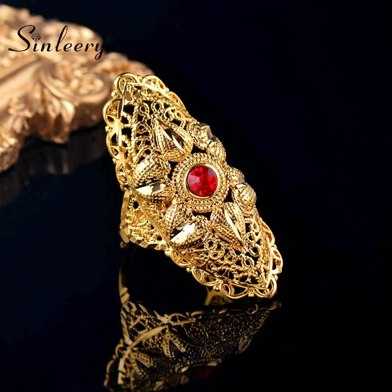 Женские винтажные кольца SINLEERY большие полые с цветком желтого и золотого цвета