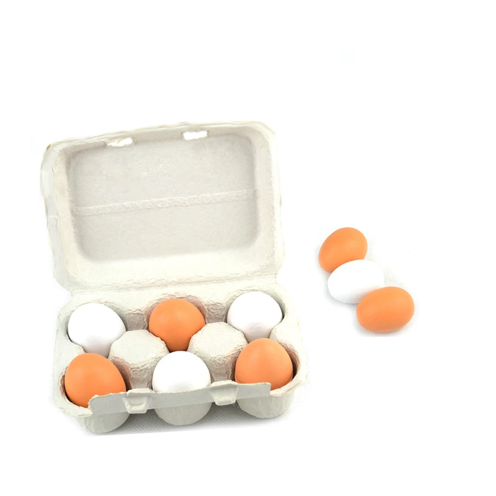 

6PCS Wooden Eggs Yolk Pretend Play Kitchen Food Cooking Kids Children Baby Toy