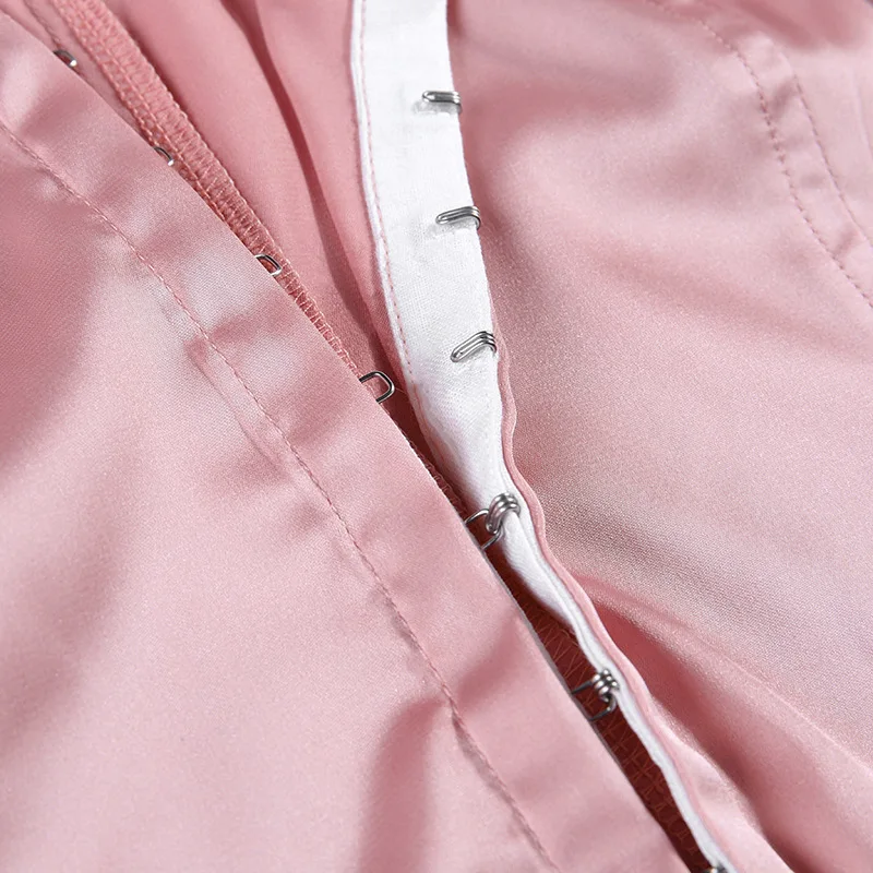 BOOFEENAA атласная шелковая розовая Сексуальная винтажная блуза Женские рубашки с