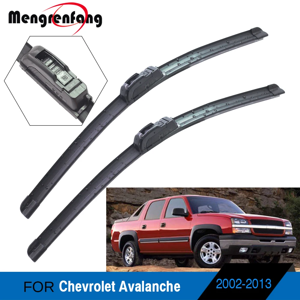 

For Chevrolet Avalanche Car Front Windscreen Wiper Blades Soft Rubber Wiper J Hook & Push Button Arms 2002-2013