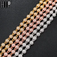 hip hop 6mm bling iced out round aaa cz stones cubic zirconia ball chains necklaces for men women chokers jewelry