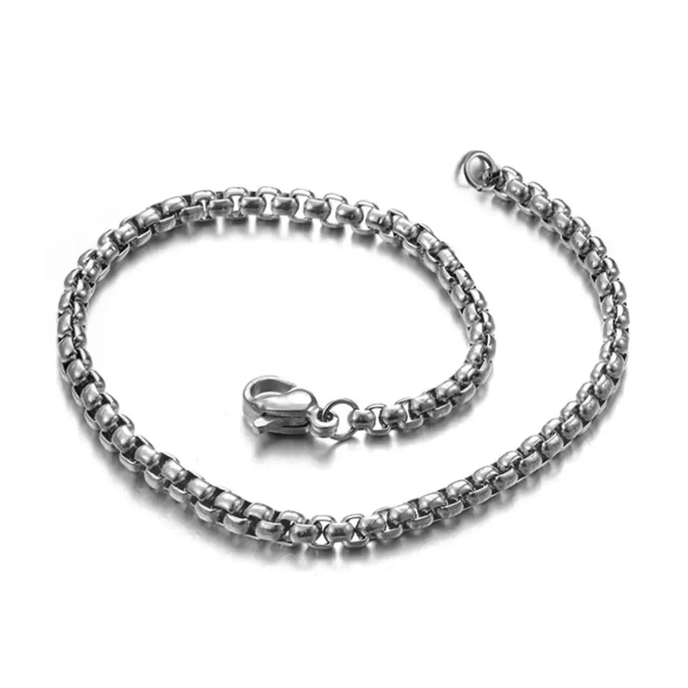 3 мм простая цепочка серебро/золото нержавеющая сталь твист браслет для мужчин wo