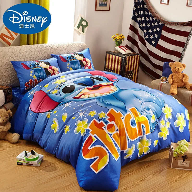 Home Textile Disney Blue Starbaby Pattern Bedding Set Children's Bedroom Decoration Comfortable Duvet Bed Cover Pillowcase