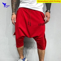 personalize logo cotton capris cargo pants men hip hop streetwear jogging 34 trousers multi pocket sports fitness sweatpants