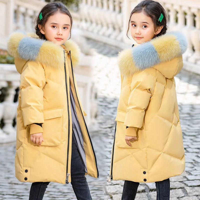 

-30 degrees Girls clothing Kids Winter Parkas Warm Hooded Outerwear Toddler Thick Coat Down cotton Jacket 3-13 Years clothes