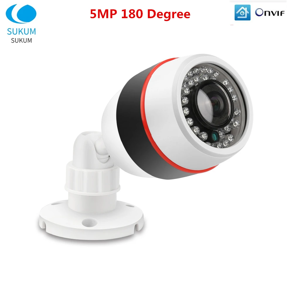 

5MP Fisheye IP Camera POE 180 Degree 1.7mm Lens 36Pcs IR Leds Plastic Bullet Video Surveillance Network Camera XMEYE APP