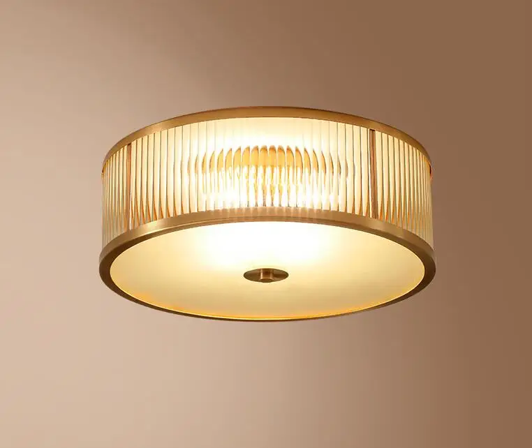 

Американские медные простые теплые романтичные светильники для гостиной, столовой, спальни, кабинета, балкона, входа, круглые потолочные светильники