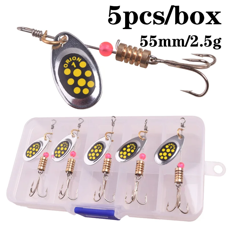5pcs/Lot WDAIREN Fishing Spoon Lures Set Metal Spinner Bait Wobbler Artificial Baits Treble Hook Isca Bass Tackle With Box Kit
