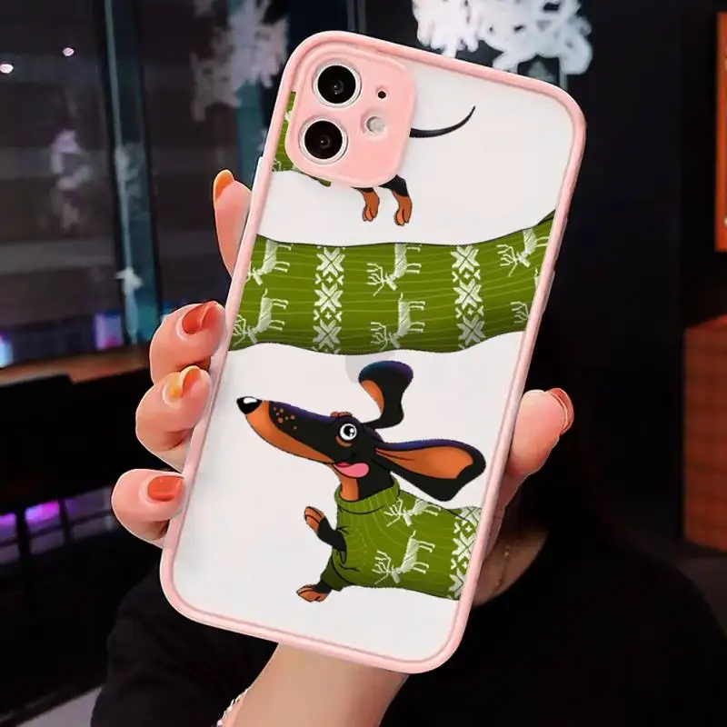 

Dachshund dog art cartoon Phone Case matte transparent For iphone 7 8 11 12 plus mini x xs xr pro max cover luxury design shell