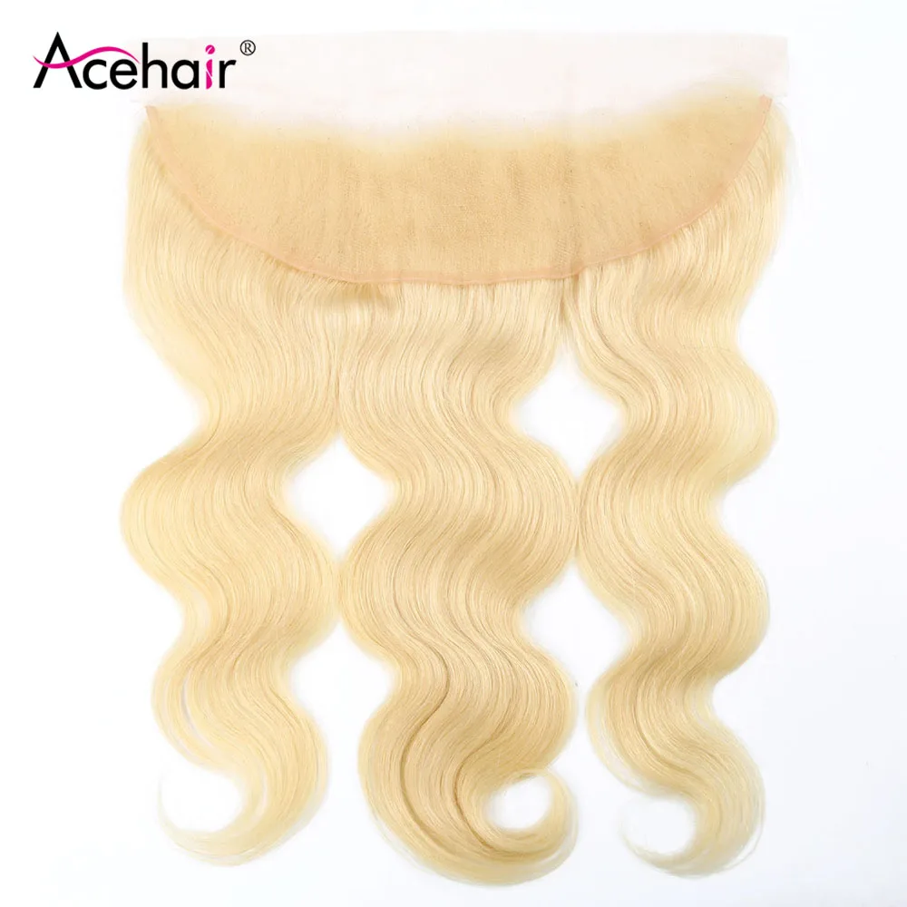 Ace Hair 13X4, фронтальная кружевная застежка, бразильские волнистые человеческие волосы, фронтальная часть, 613 цветов, волосы remy, Фронтальная застежка для уха и уха