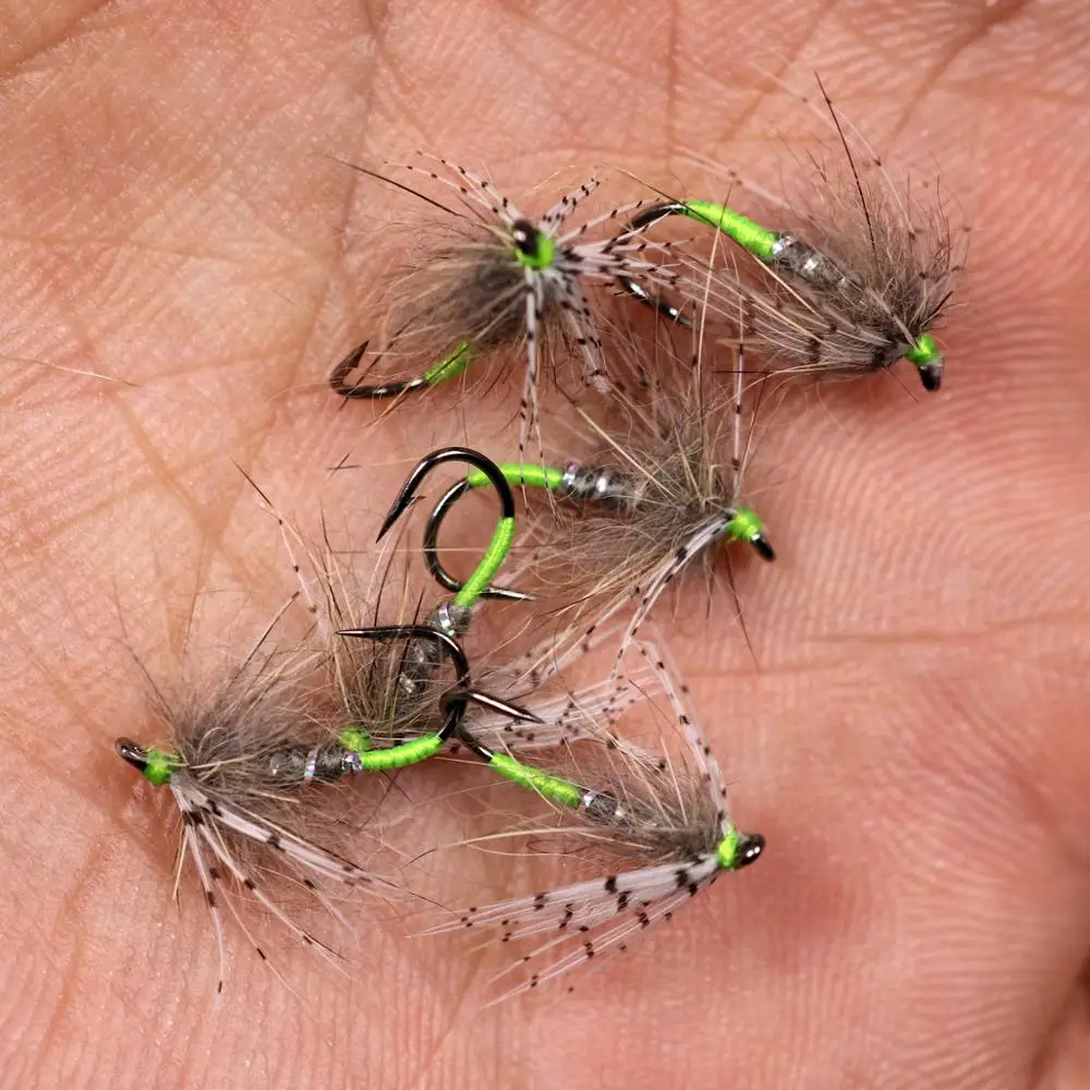 Vamfly 8 шт. размер #12 Tenkara Nymph для ловли форели зеленая мягкая форель мухи | Спорт и