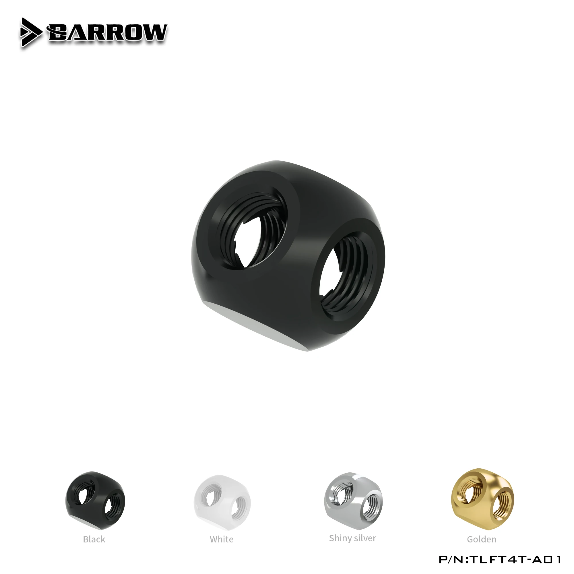 

Barrow TLFT4T-A01 G1 / 4 "X4, черный, белый, серебристый 4-сторонний кубический адаптер, компьютерные аксессуары для водяного охлаждения сиденья