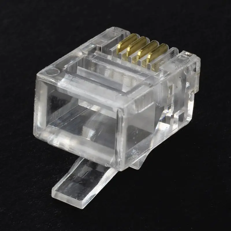 4 Pin RJ11 6P4C разъем для кабель телефонной трубки шт|Переходники и адаптеры| |