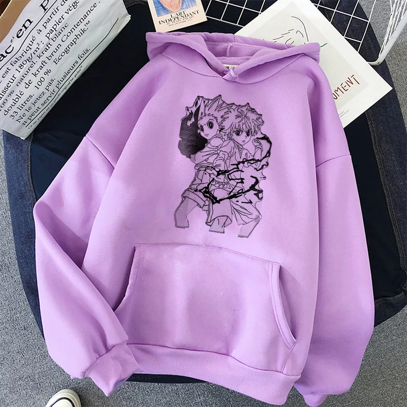 Новинка модная Толстовка Hunter X Killua с капюшоном в стиле аниме Женская Корейском