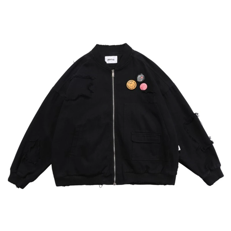 

2020 Hip Hop Jackets Men Large Size Zipper Casual Coat False hole Spring and Autumn Loose Casual For both men and women Jacket