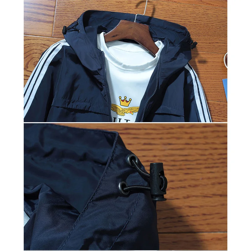 

Red Hooded Jacket Men Women Top 2021 New Spring Autumn Black Navy Plus Size 6XL Couple Outdoor Sports Windproof Casual Coat GH81