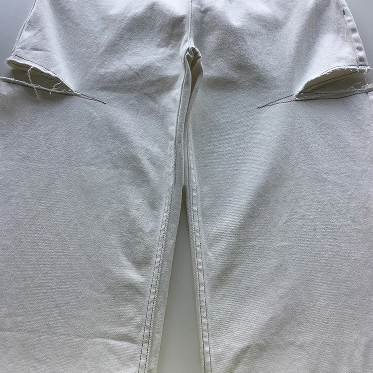 

Women Jeans Spring / Summer 2021 New Trousers Fashionable Casual Cotton Hole Wide-leg Jeans