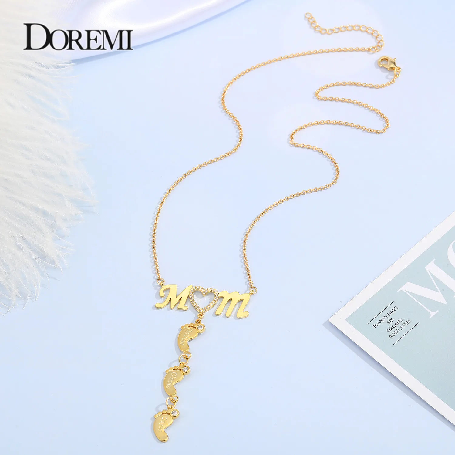 DOREMI подвеска в виде капли для детей с именем влюбленных мамы ожерелье кулоном на