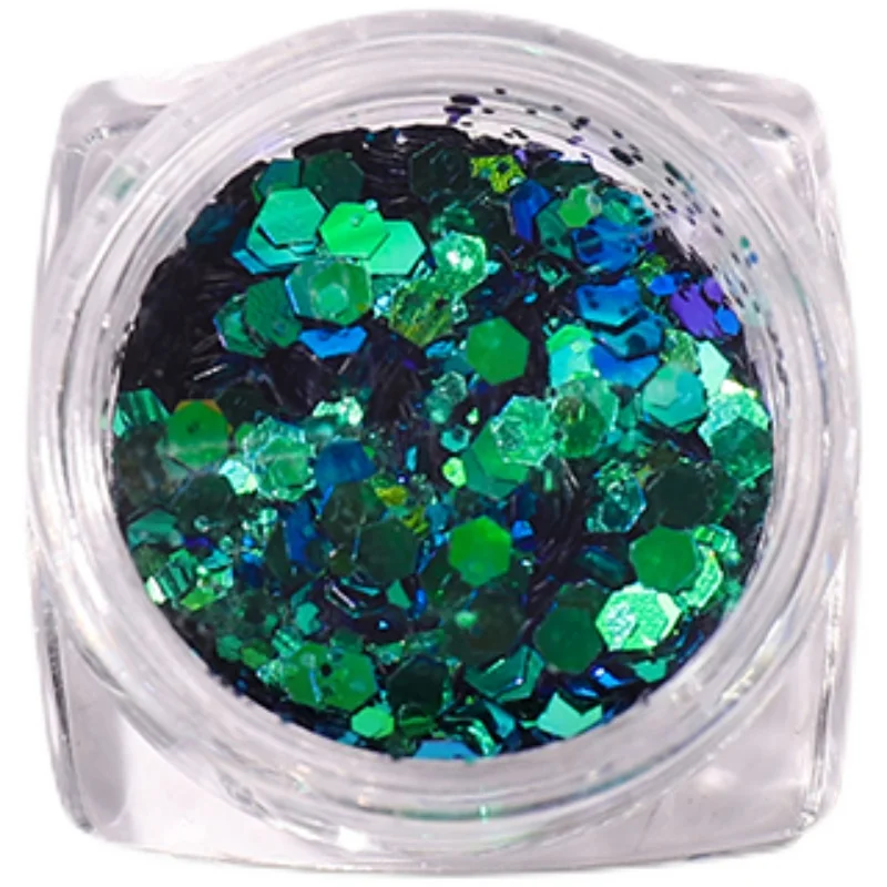 Hexag Holographic Nail Art Sequins Set Laser Colorful Round Ultrathin Glitter Nail Flakes Slices Shining DIY Manicure Decoration