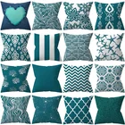 1 шт. геометрический зеленый узор 45*45 см, наволочка для подушки, полиэстер, декоративная наволочка для дома, дивана, автомобиля, наволочка, домашняя наволочка 41012