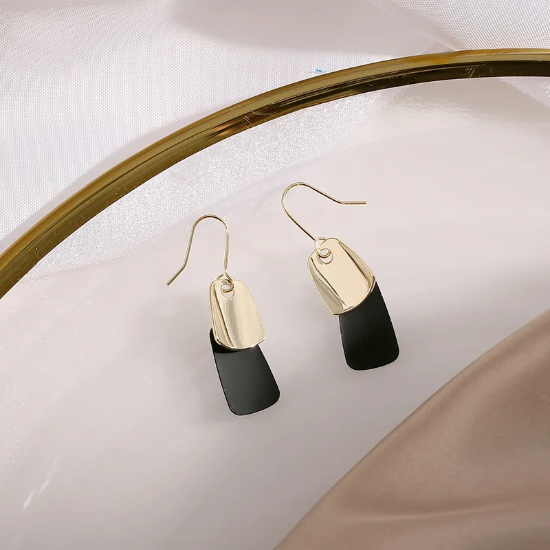 Модный простой дизайн двойной цвет геометрический крючок серьги роскошный