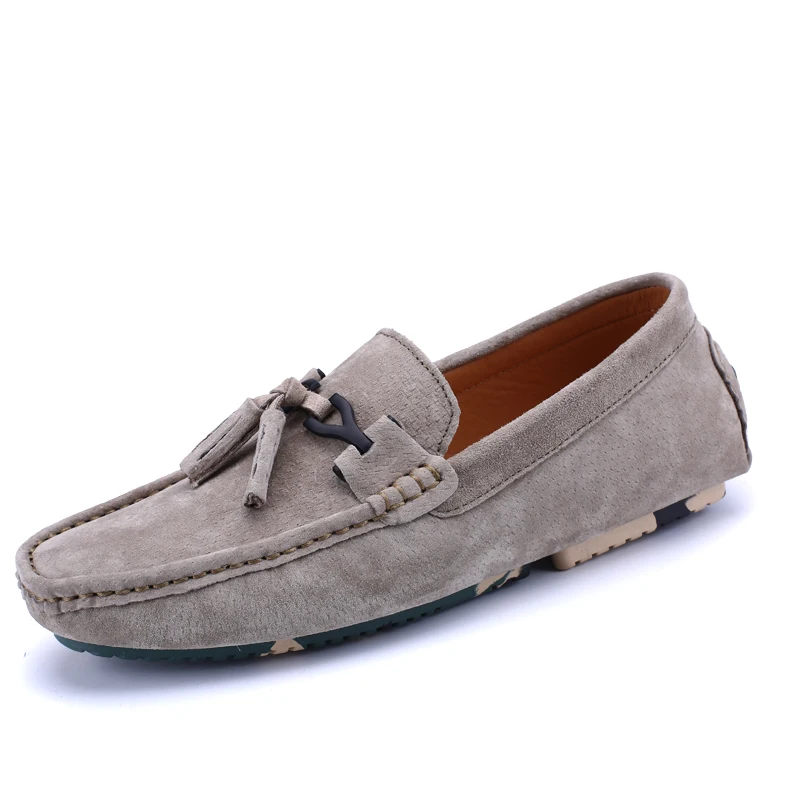 

2021 New Suede Leather Retro Tassel Loafers for Men Rubber Sole Non-slip Moccasin Daily Slip-on Comfort Light Flat Driving Shoes