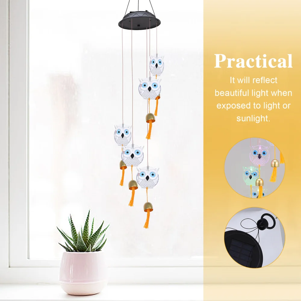 

Cartoon Owl Wind Bell Lamp Outdoor Waterproof Wind Chime Lamp for Balcony