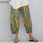 Женские брюки-шаровары с эластичным поясом, с цветочным принтом