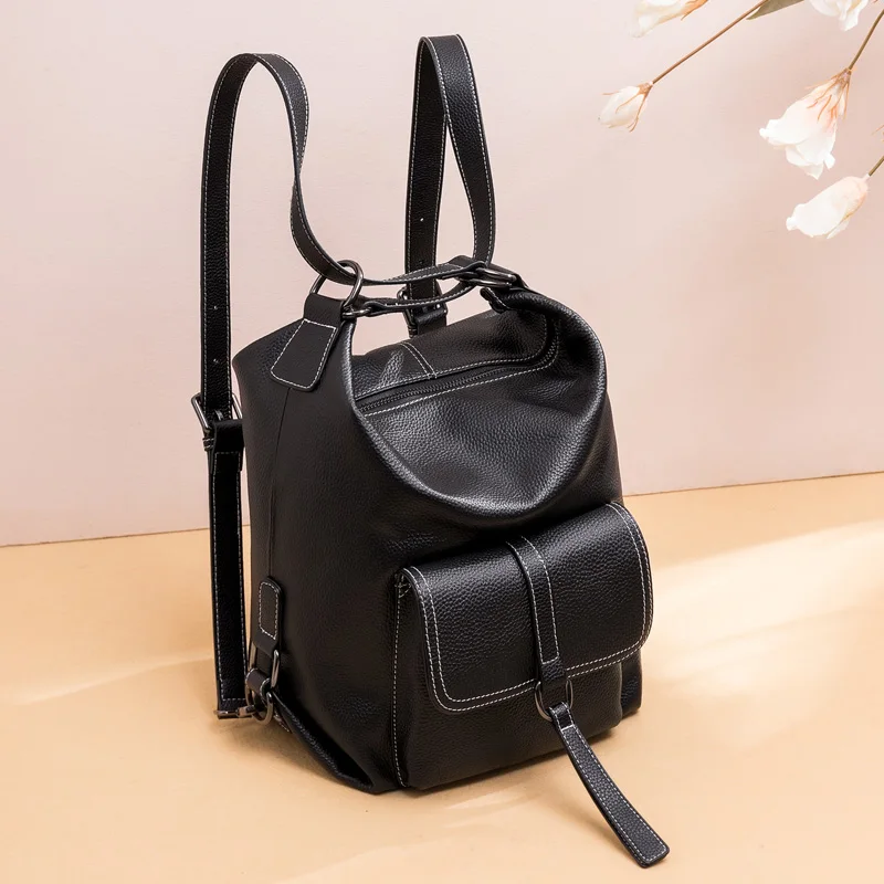 Кожаные сумки женский рюкзак двойного назначения новинка 2021 осень и зима большая