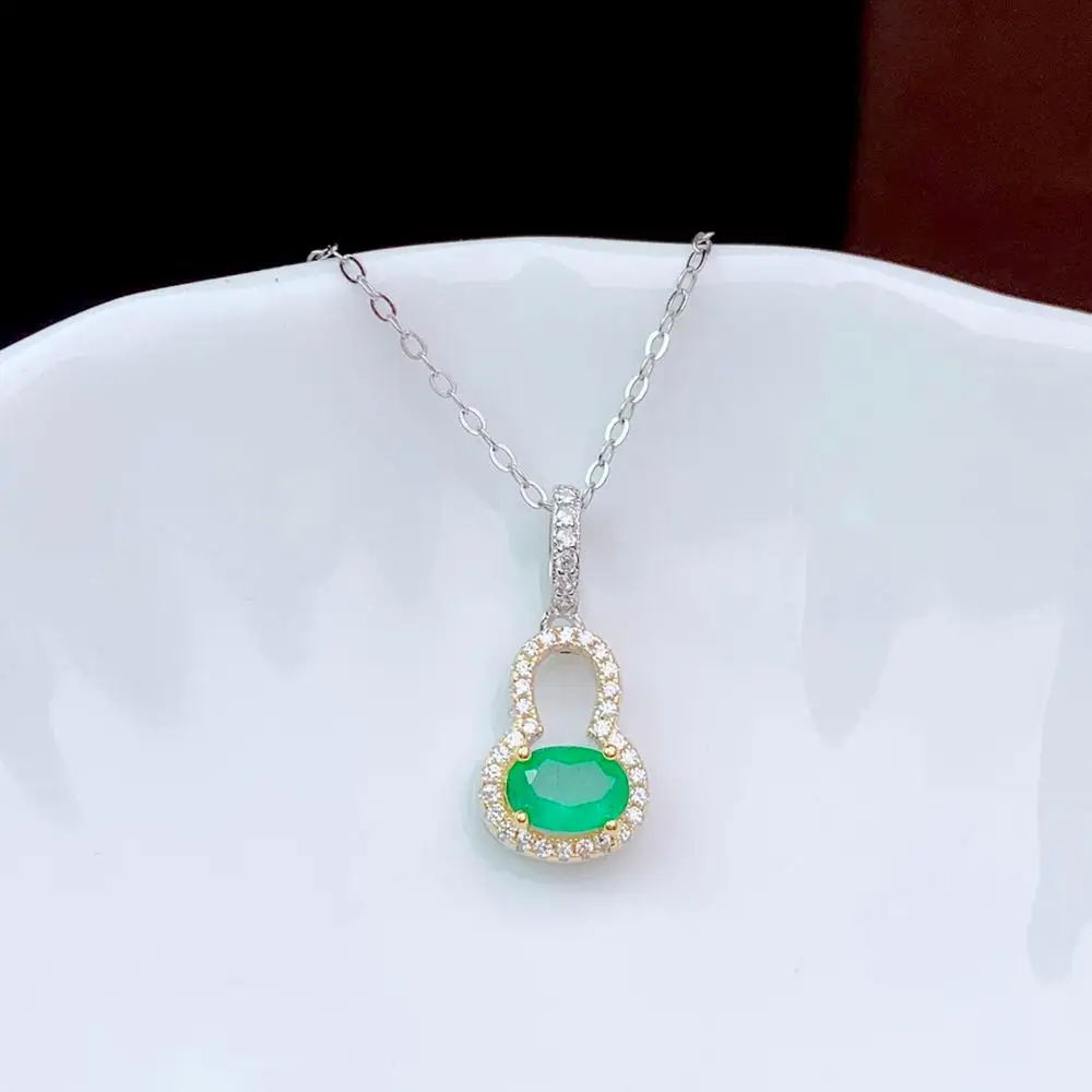 

SHILOVEM 925 серебро натуральный изумруд Подвески классические ювелирные украшения для женщин Свадебные оптовая продажа 4*6 мм bz0406827agml