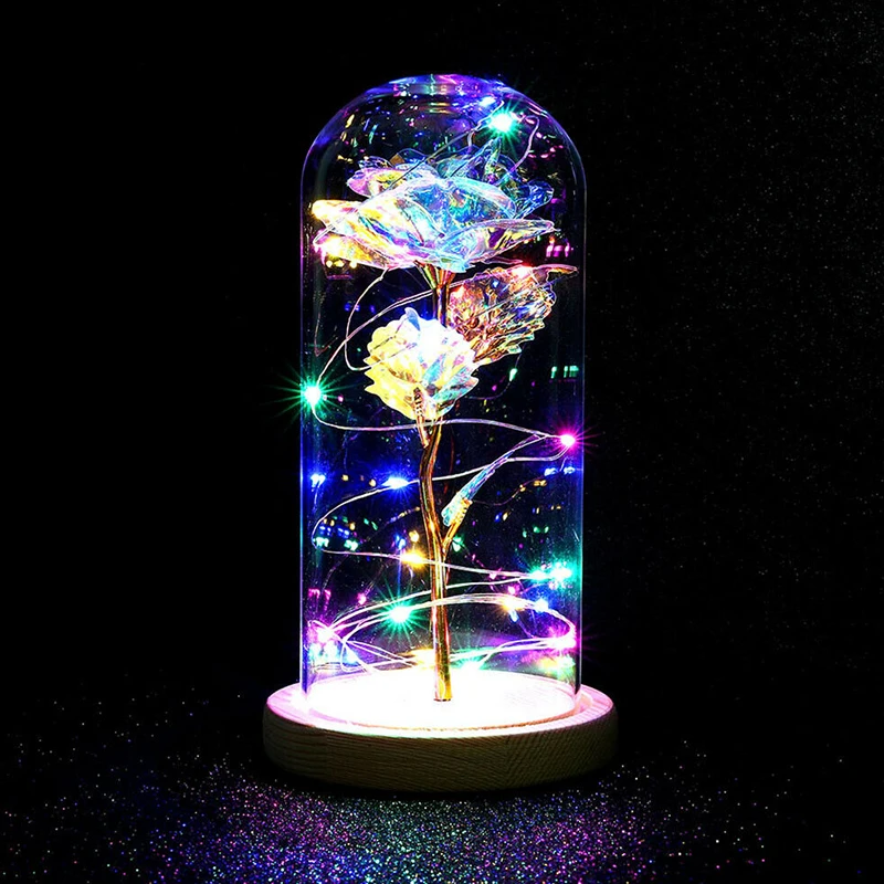 Красивая и чудовище вдохновила зачарованную розу со светом в стеклянном куполе