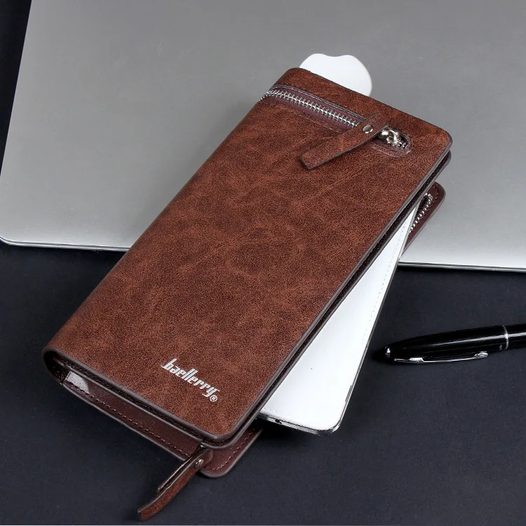 Мужские кошельки baellerry из искусственной кожи на молнии, карман для телефона, кошелек, держатель для карт, английский стиль, мужской кошелек, черный, высокое качество, мужской кошелек