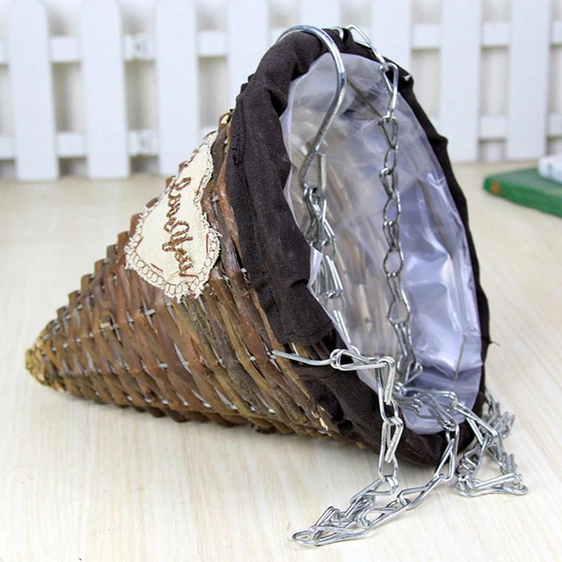 Натуральная плетеная подвесная корзина Цветочная Горшок Кашпо из ротанга