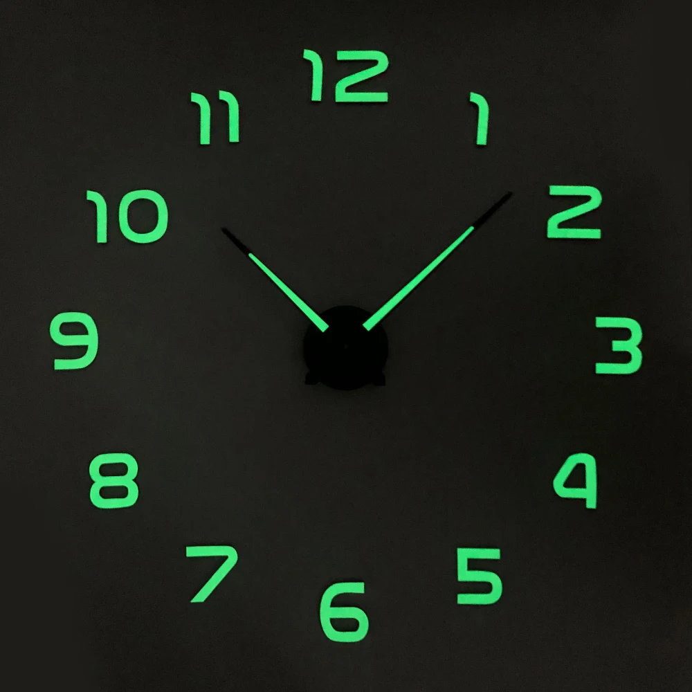 Светящиеся Настенные часы большие ночные Современные Horloge 3D DIY акриловые