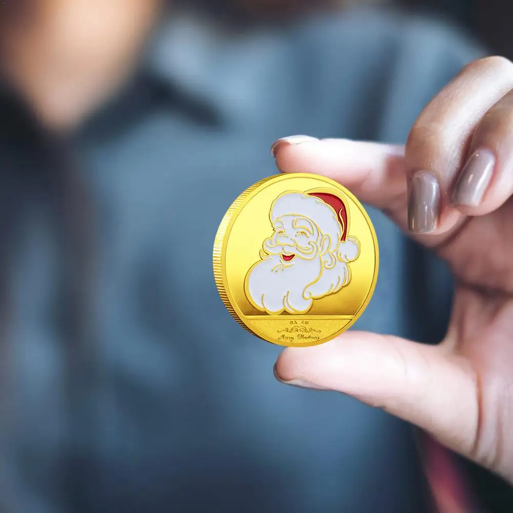 Christmas Commemorative Coin Collection Coins with Santa Claus and Reindeer Arts Souvenir Gift Badge Christ | Дом и сад