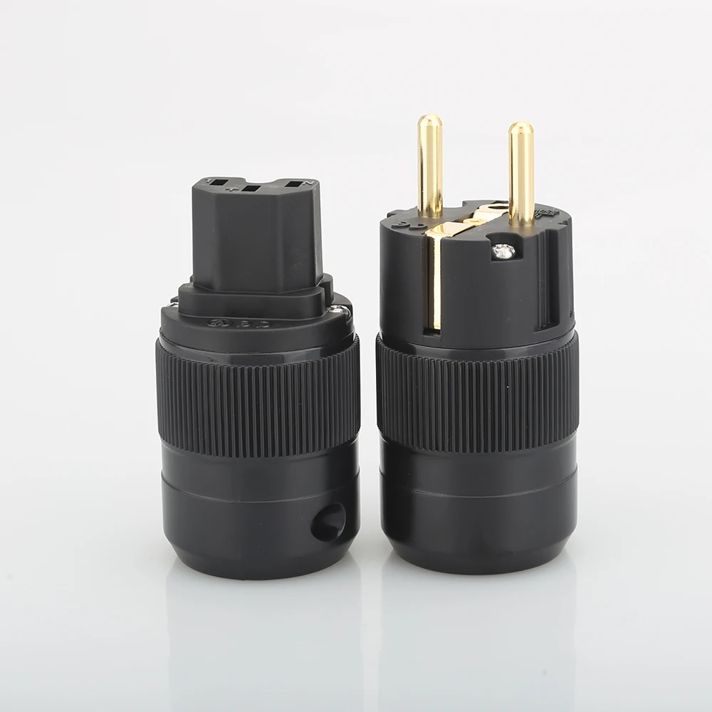 Высококачественная позолоченная штепсельная вилка Schuko переменного тока + разъем