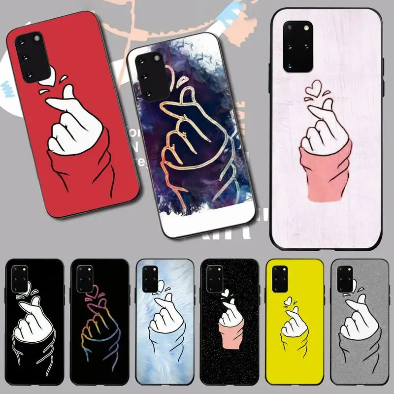 PENGHUWAN любовь на пальце kpop Сердце ТПУ Черный чехол для телефона Корпус Samsung S20 plus Ultra