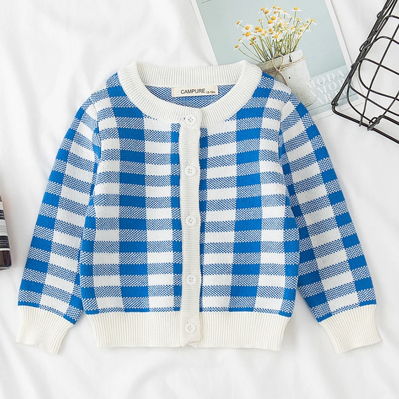 Новинка Осень-зима 2020 кардиган в клетку для маленьких мальчиков и девочек пальто