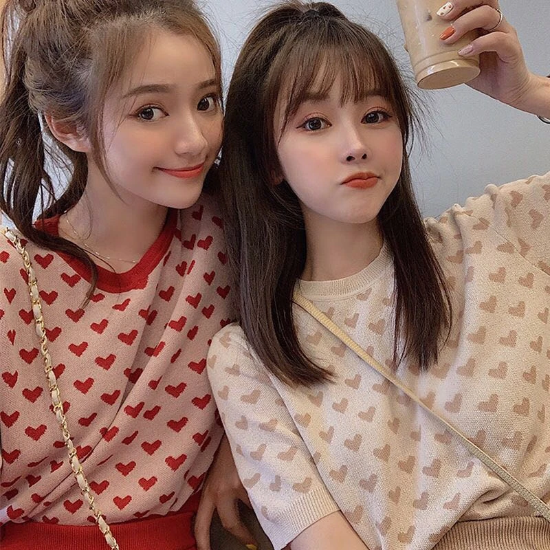 Модный женский костюм лето 2020 вязаный love Женский студенческий корейский из двух