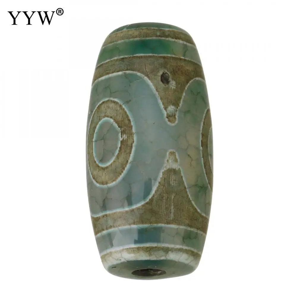 

10pcs Vintage Real Natural Green Stone Tibetan Agate Dzi Beads Drum 13x26x13mm Antique Agates Beads For Diy Jewelry Making