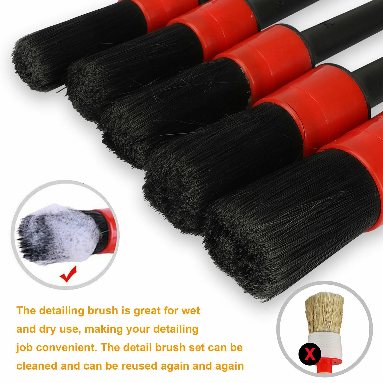 

20/22.5/23/23/23cm Car Cleaning Brushes Auto Detailing High Quality Kit