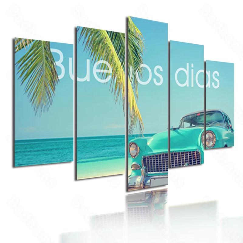 

Interior Hanging Mural Homestay Bedroom Wall Covering Dormitory Decoration Painting Bedside Painting Fresh Seaside Car