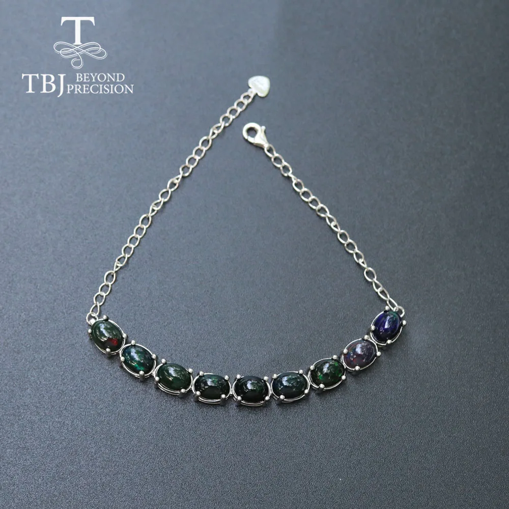 Женский браслет из натурального эфиопского черного опала овальное Ювелирное