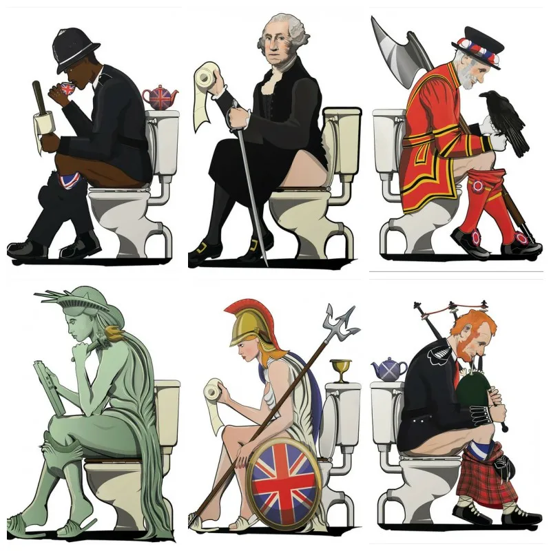 

Funny Famous Figure Toilet Wall Art Canvas Painting Nordic Posters and Prints Wall Pictures for Living Room Bathroom Home Decor