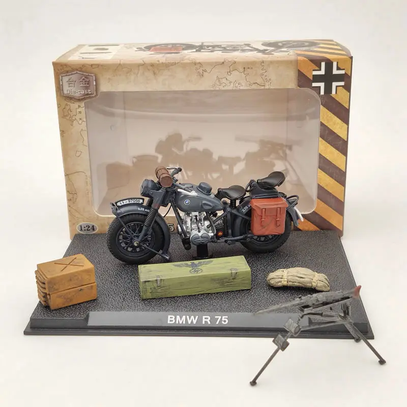 1:24 для B ~ W R75 мотоцикла Второй мировой войны 1939 1945 черный литья под давлением