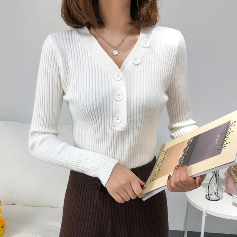 

Fashion Button Turtleneck Sweater Women Spring Autumn Solid Knitted Pullover Women Slim Soft Jumper Sweater Winter Clothes Women